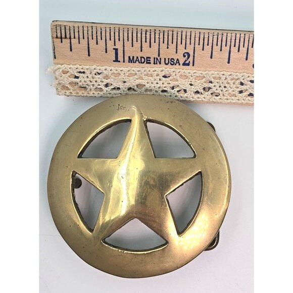 Vintage Solid Brass Texas Lone Star Belt Buckle Pride Western 2.5” Taiwan 757 - Picture 2 of 5